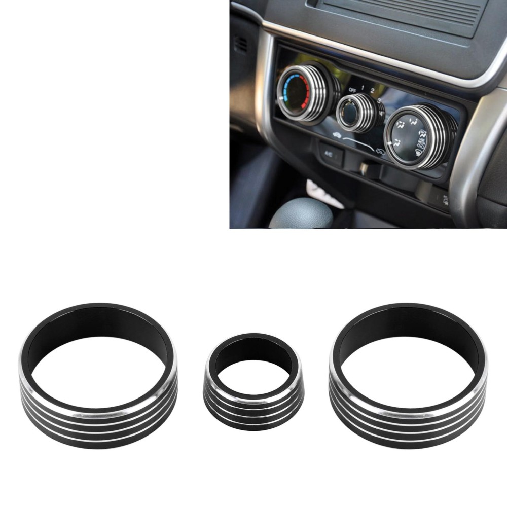 3 PCS Car Aluminum Alloy Air Conditioner Knob Case for Honda VEZEL / XR-V / Fit / GIENIA / City(Black)