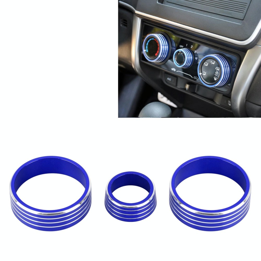 3 PCS Car Aluminum Alloy Air Conditioner Knob Case for Honda VEZEL / XR-V / Fit / GIENIA / City(Blue)