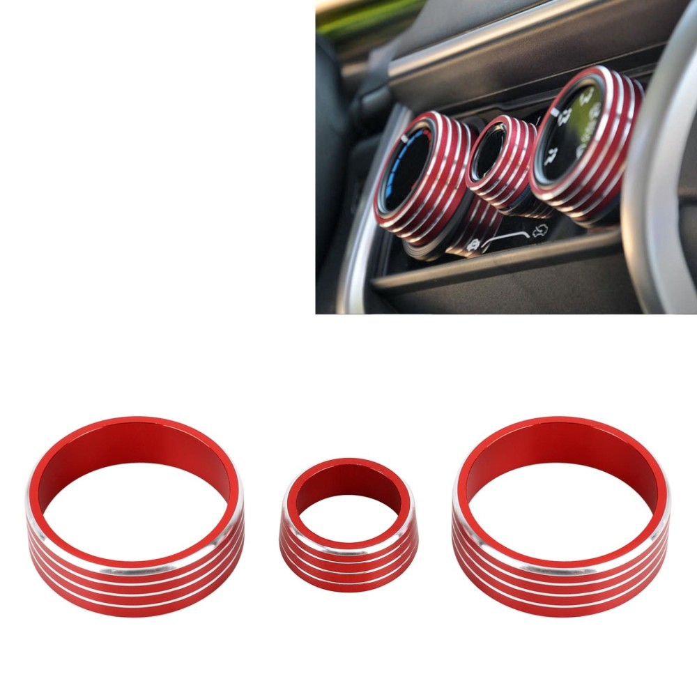 3 PCS Car Aluminum Alloy Air Conditioner Knob Case for Honda VEZEL / XR-V / Fit / GIENIA / City(Red)