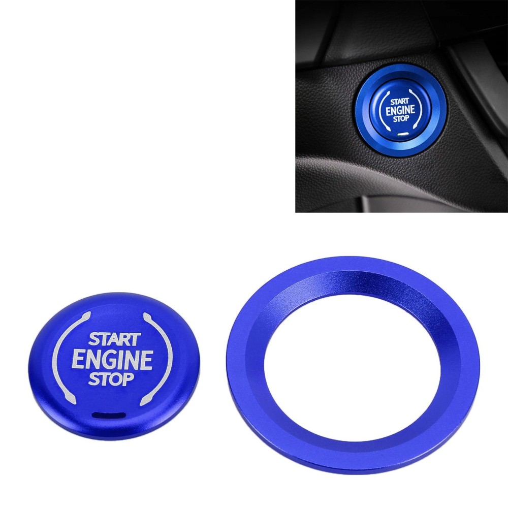 Car Engine Start Key Push Button Ring Trim Metal Sticker Decoration for Cadillac CT5 CT4 XT4 XT6 / Chevrolet Silverado (Blue)