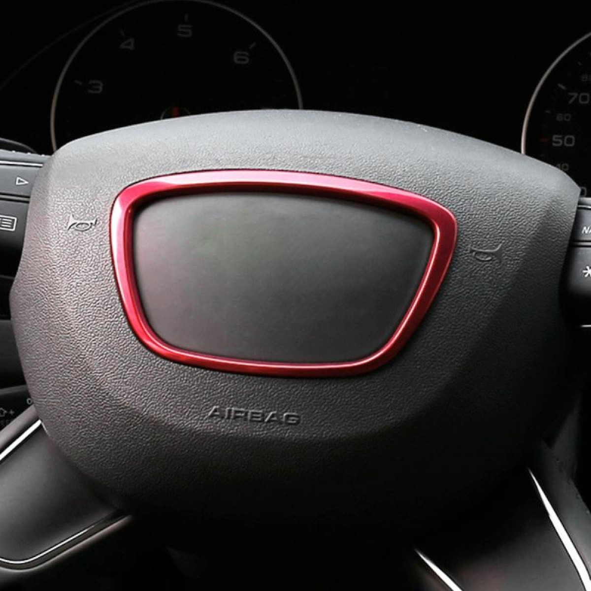 Car Auto Steering Wheel Ring Cover Trim Sticker Decoration for Audi (Red)