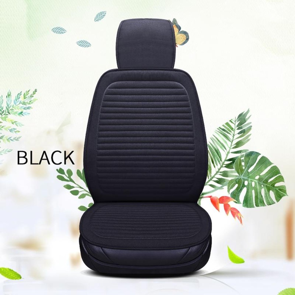 Car Four Seasons Linen Fabric Front Seat Cushion (Black)