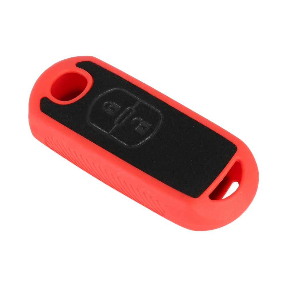 Car Flocking Plastic Key Protective Cover Two Buttons for Mazda(Red)