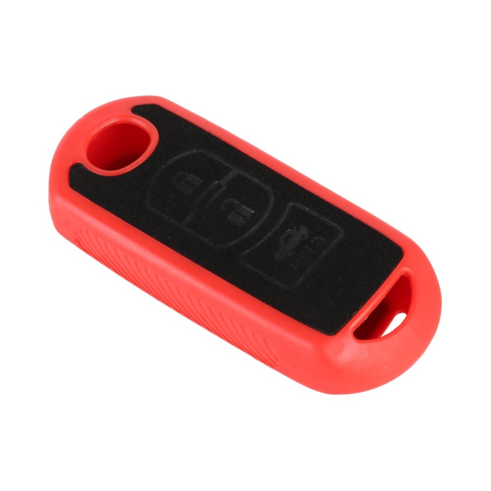 Car Flocking Plastic Key Protective Cover Three Buttons for Mazda (Red)