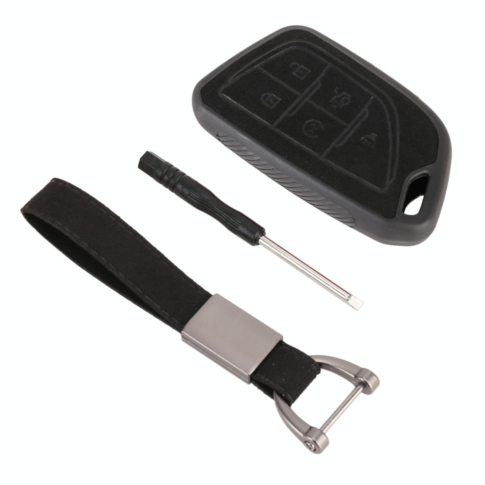 Car Flocking Plastic Key Protective Cover Five Buttons for Mazda (Black)