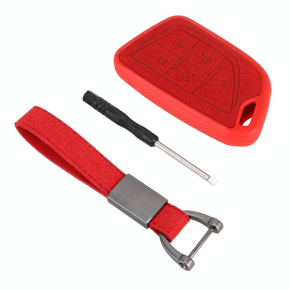 Car Flocking Plastic Key Protective Cover Five Buttons for Mazda (Red)