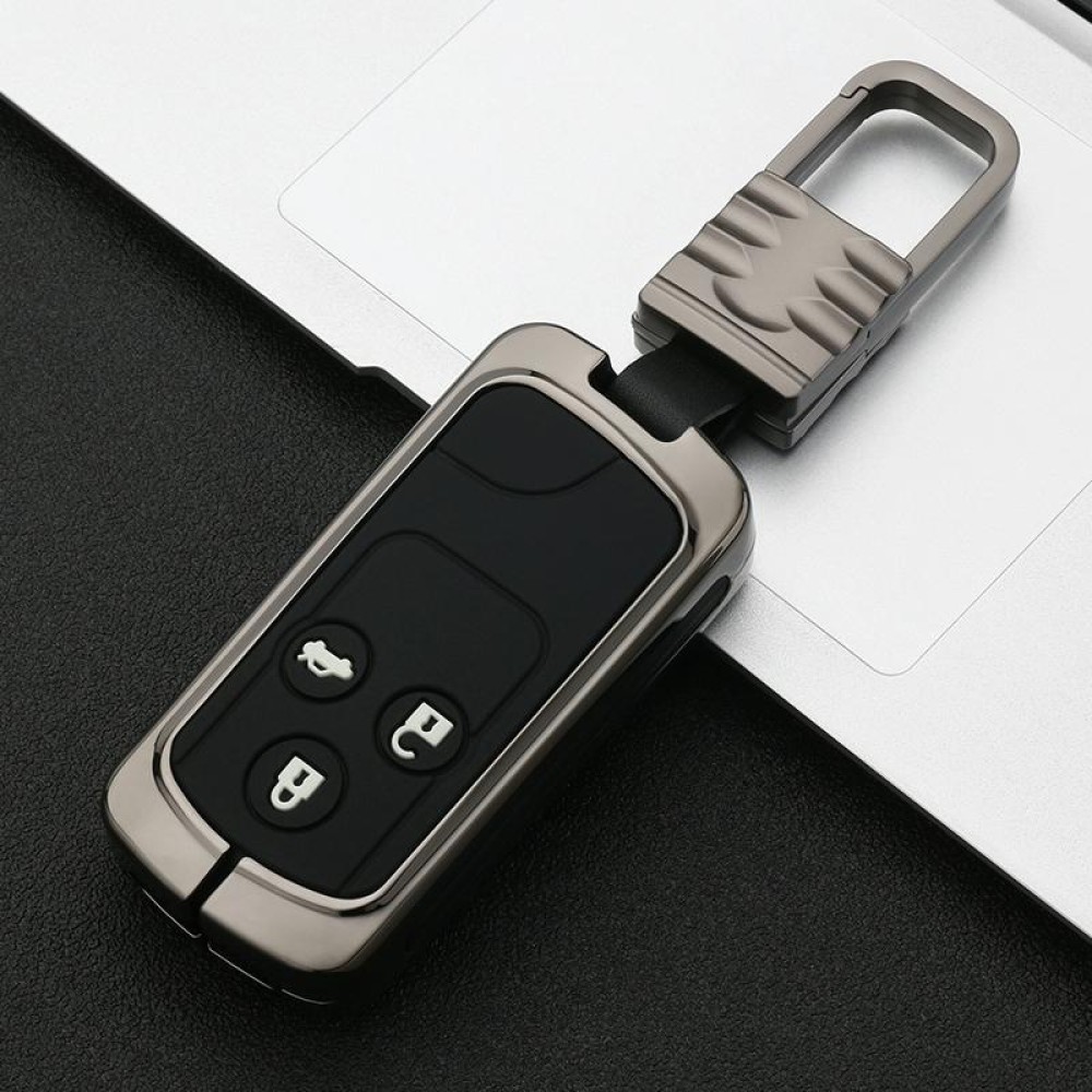 Car Luminous All-inclusive Zinc Alloy Key Protective Case Key Shell for Honda A Style Smart 3-button (Gun Metal)