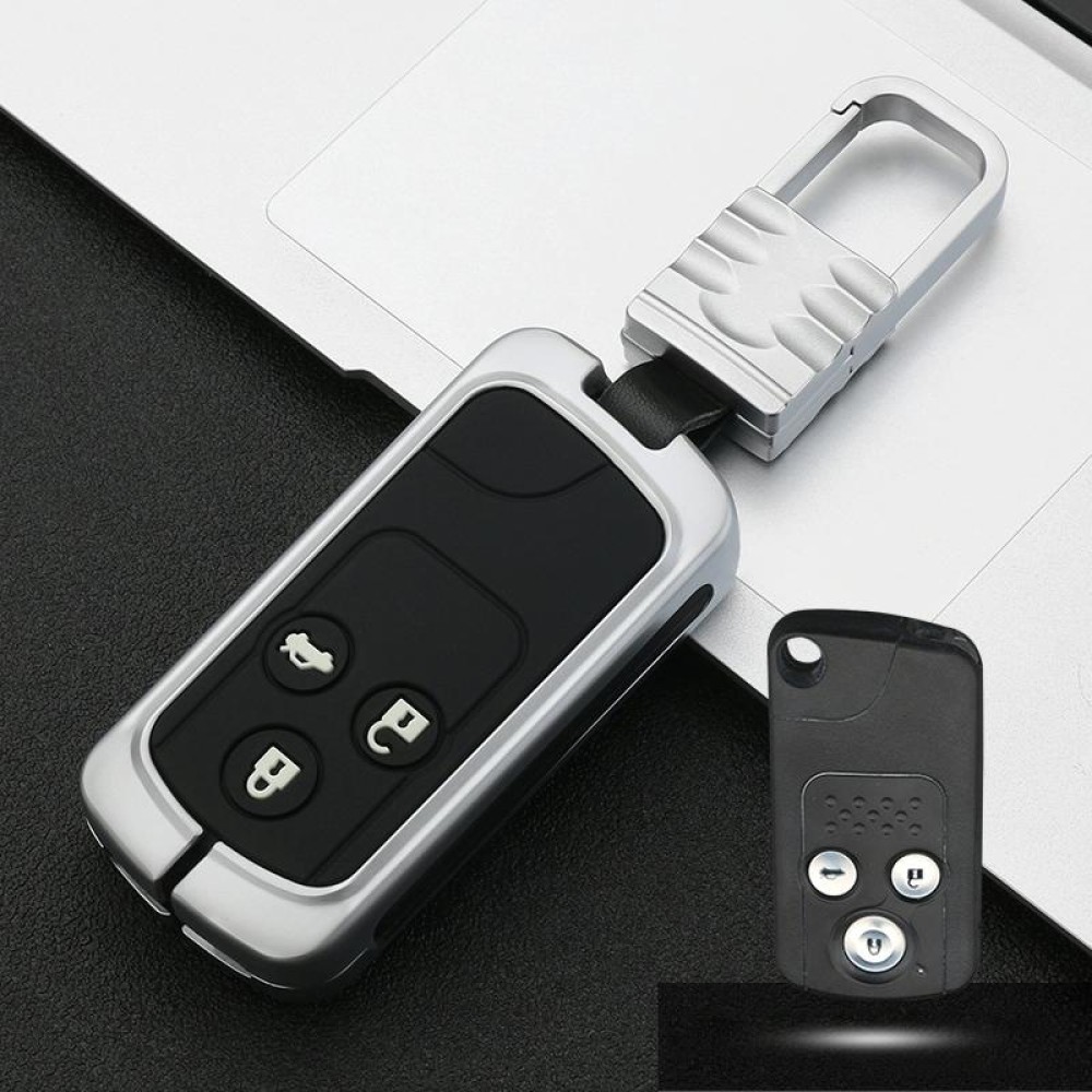 Car Luminous All-inclusive Zinc Alloy Key Protective Case Key Shell for Honda A Style Smart 3-button (Silver)