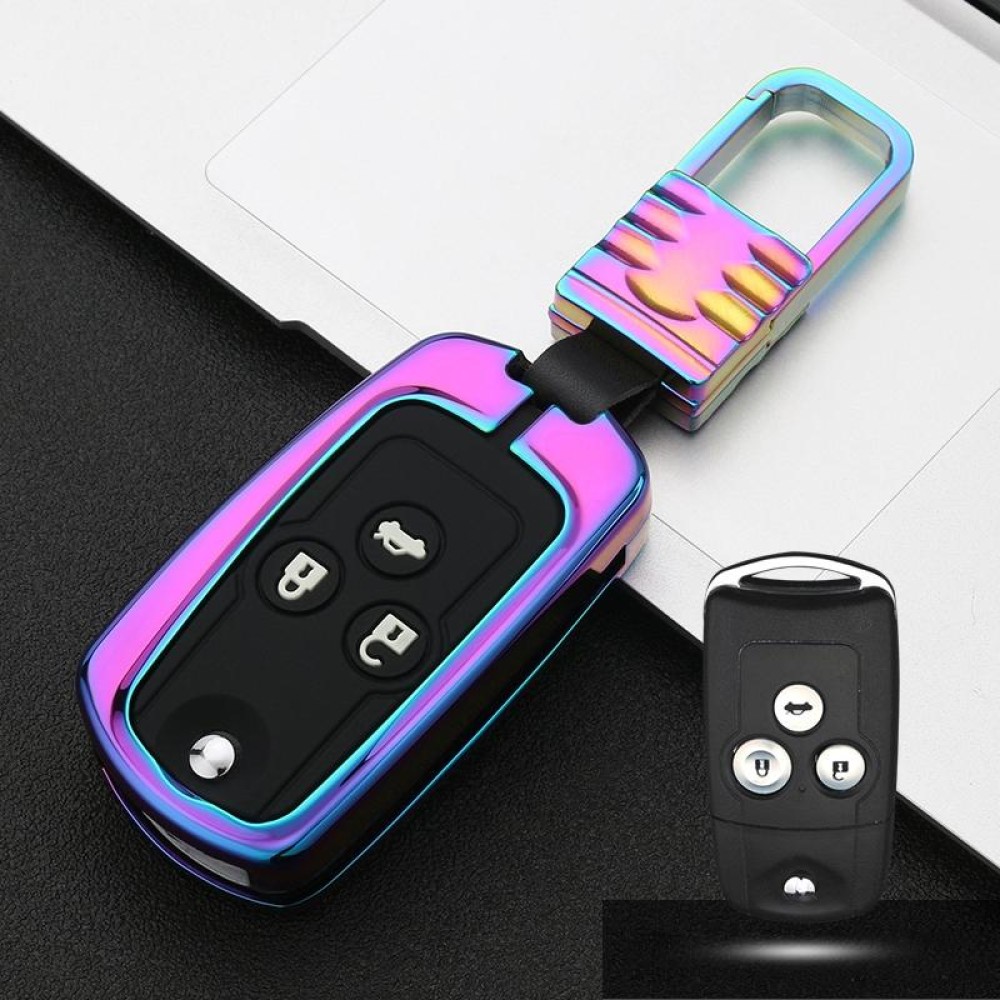 Car Luminous All-inclusive Zinc Alloy Key Protective Case Key Shell for Honda C Style Folding 3-button (Colour)