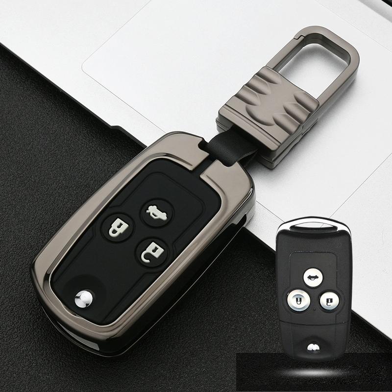Car Luminous All-inclusive Zinc Alloy Key Protective Case Key Shell for Honda C Style Folding 3-button (Gun Metal)