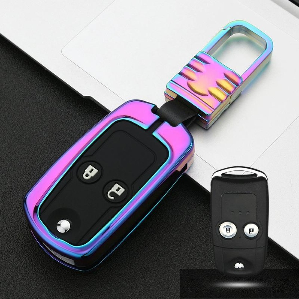 Car Luminous All-inclusive Zinc Alloy Key Protective Case Key Shell for Honda D Style Folding 2-button (Colour)