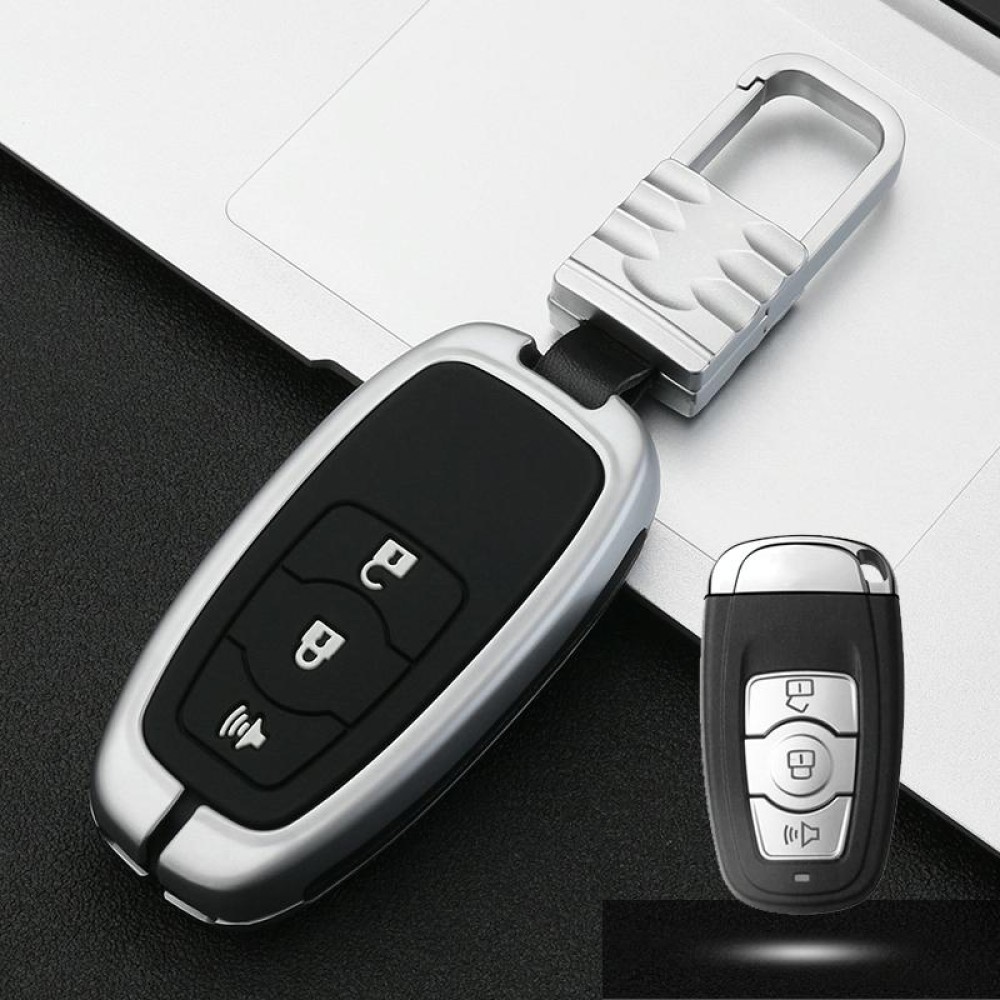 Car Luminous All-inclusive Zinc Alloy Key Protective Case Key Shell for Haval A Style Smart 3-button (Silver)