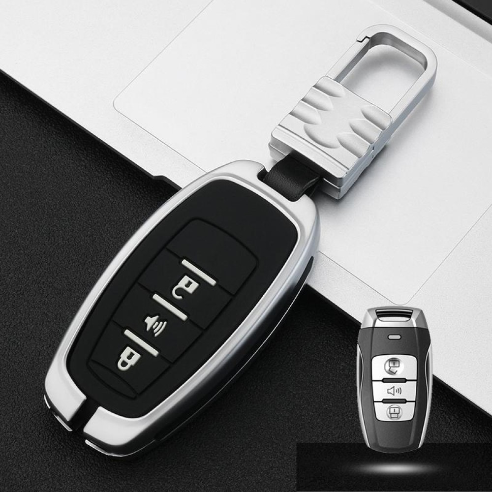 Car Luminous All-inclusive Zinc Alloy Key Protective Case Key Shell for Haval B Style Smart 3-button (Silver)