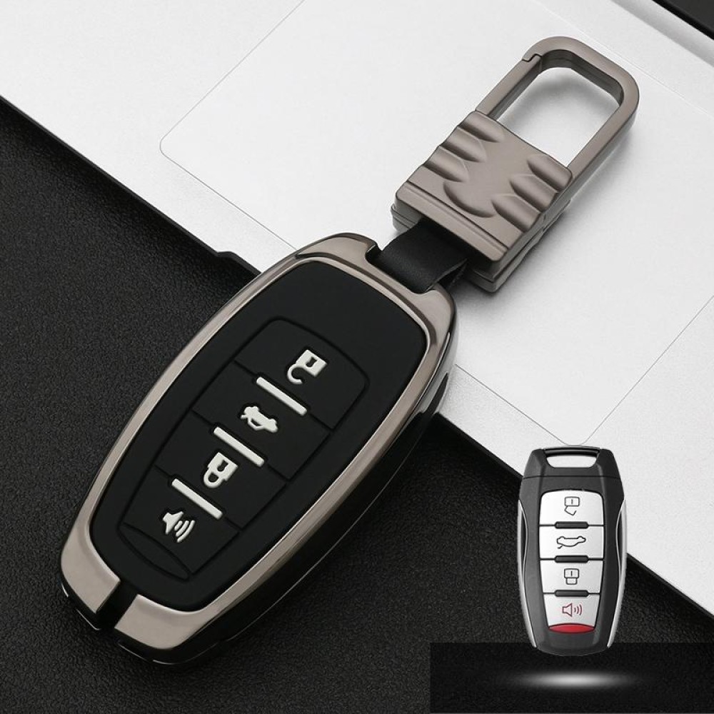 Car Luminous All-inclusive Zinc Alloy Key Protective Case Key Shell for Haval C Style Smart 4-button (Gun Metal)