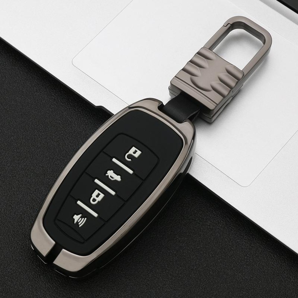 Car Luminous All-inclusive Zinc Alloy Key Protective Case Key Shell for Haval C Style Smart 4-button (Gun Metal)