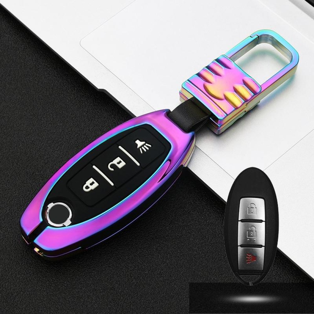 Car Luminous All-inclusive Zinc Alloy Key Protective Case Key Shell for Nissan B Style Smart 3-button (Colour)