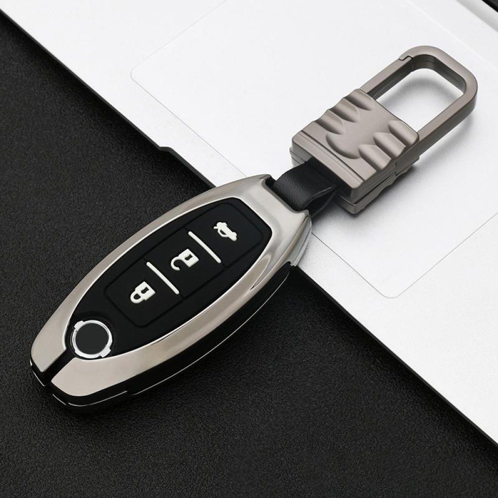 Car Luminous All-inclusive Zinc Alloy Key Protective Case Key Shell for Nissan C Style Smart 3-button (Gun Metal)