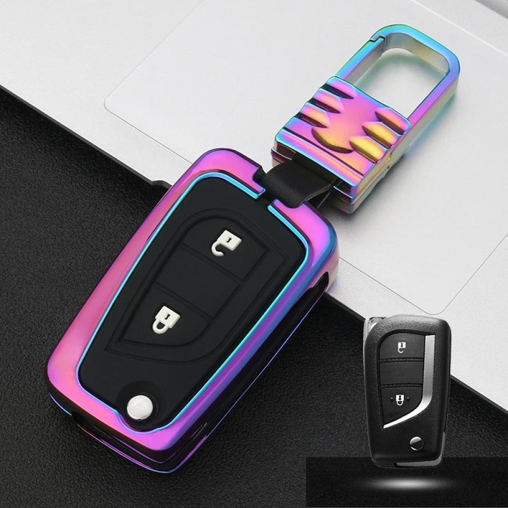 Car Luminous All-inclusive Zinc Alloy Key Protective Case Key Shell for Toyota B Style Folding 2-button (Colour)