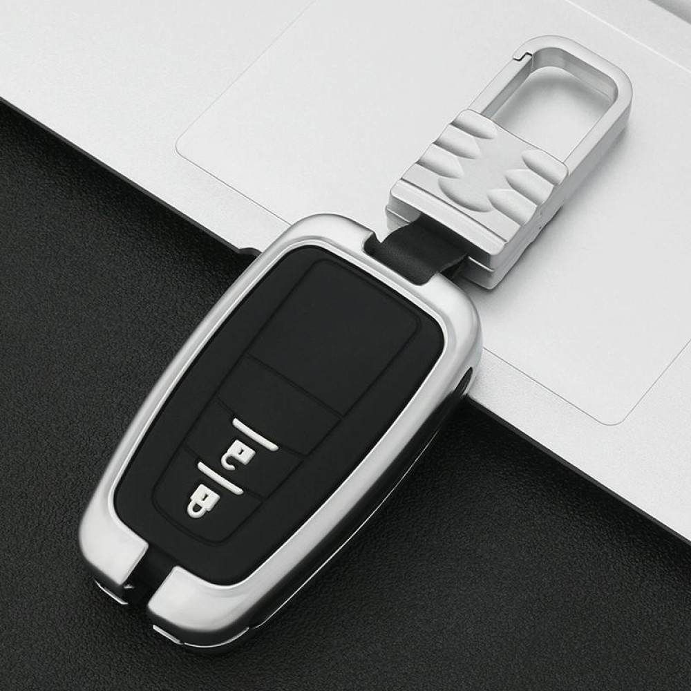 Car Luminous All-inclusive Zinc Alloy Key Protective Case Key Shell for Toyota C Style Smart 2-button (Silver)