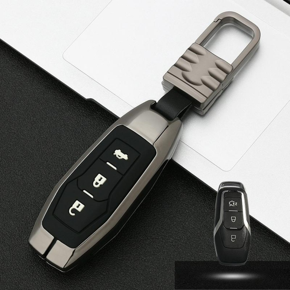 Car Luminous All-inclusive Zinc Alloy Key Protective Case Key Shell for Ford C Style Smart 3-button (Gun Metal)