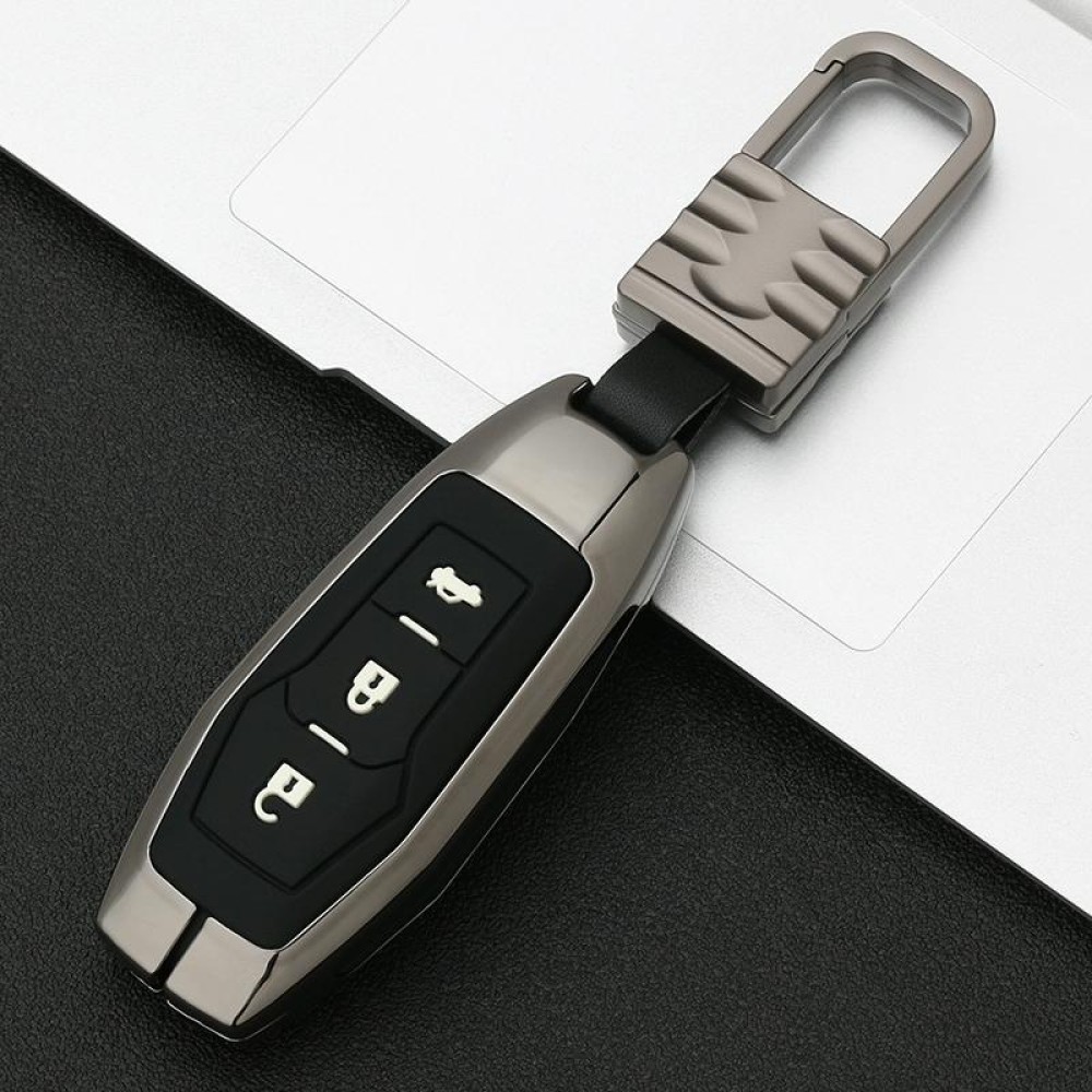 Car Luminous All-inclusive Zinc Alloy Key Protective Case Key Shell for Ford C Style Smart 3-button (Gun Metal)