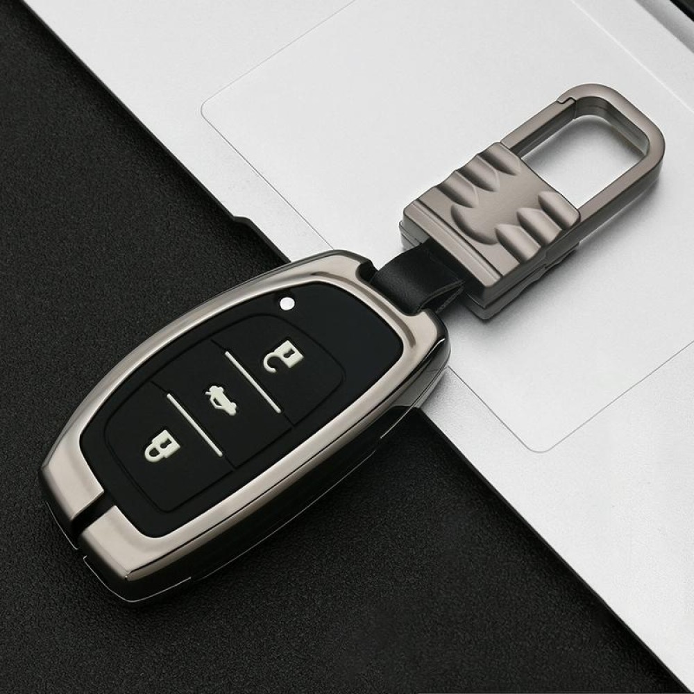 Car Luminous All-inclusive Zinc Alloy Key Protective Case Key Shell for Hyundai B Style Smart 3-button (Gun Metal)