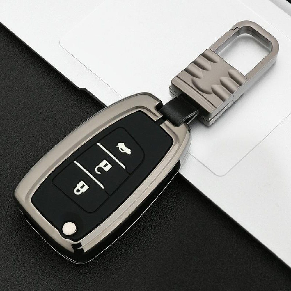 Car Luminous All-inclusive Zinc Alloy Key Protective Case Key Shell for Hyundai J Style Folding 3-button (Gun Metal)