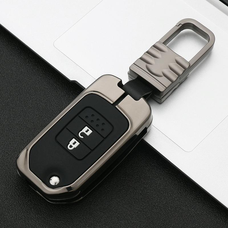 Car Luminous All-inclusive Zinc Alloy Key Protective Case Key Shell for Honda B Style Folding 2-button (Gun Metal)