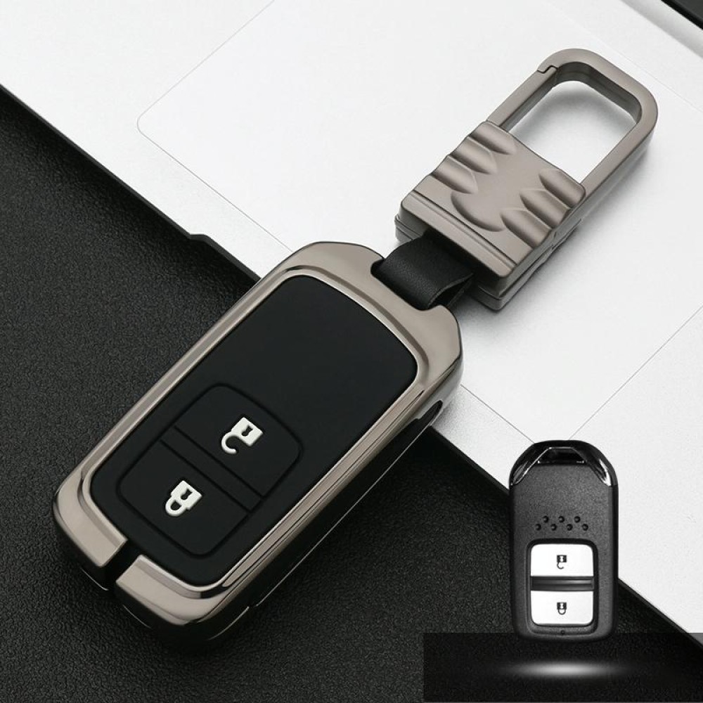 Car Luminous All-inclusive Zinc Alloy Key Protective Case Key Shell for Honda B Style Smart 2-button (Gun Metal)