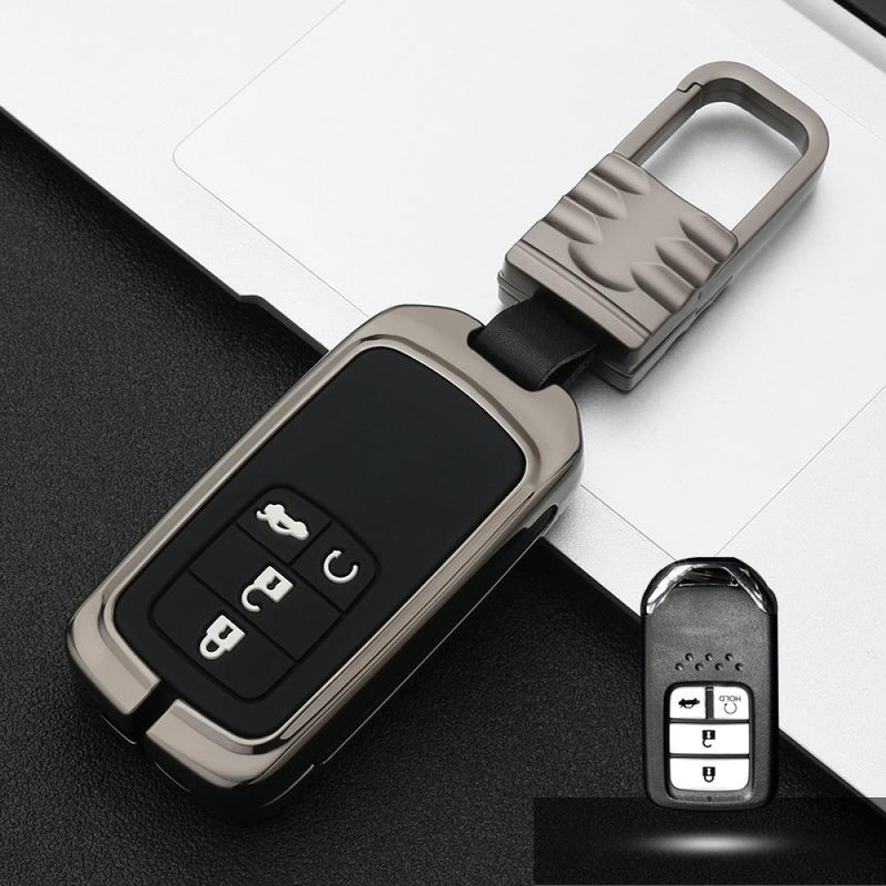 Car Luminous All-inclusive Zinc Alloy Key Protective Case Key Shell for Honda E Style Smart 4-button (Gun Metal)