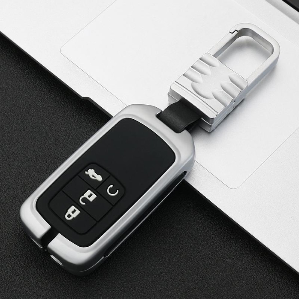 Car Luminous All-inclusive Zinc Alloy Key Protective Case Key Shell for Honda E Style Smart 4-button (Silver)