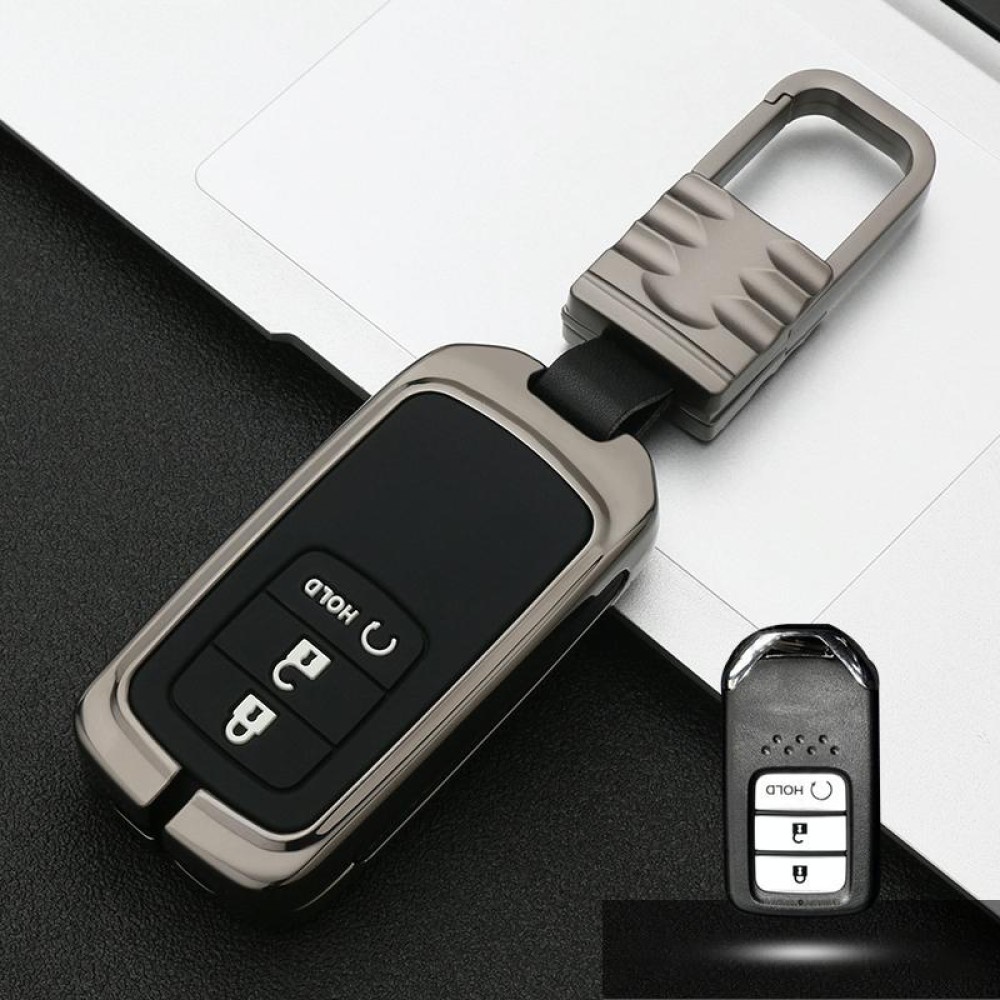 Car Luminous All-inclusive Zinc Alloy Key Protective Case Key Shell for Honda F Style Smart 3-button (Gun Metal)