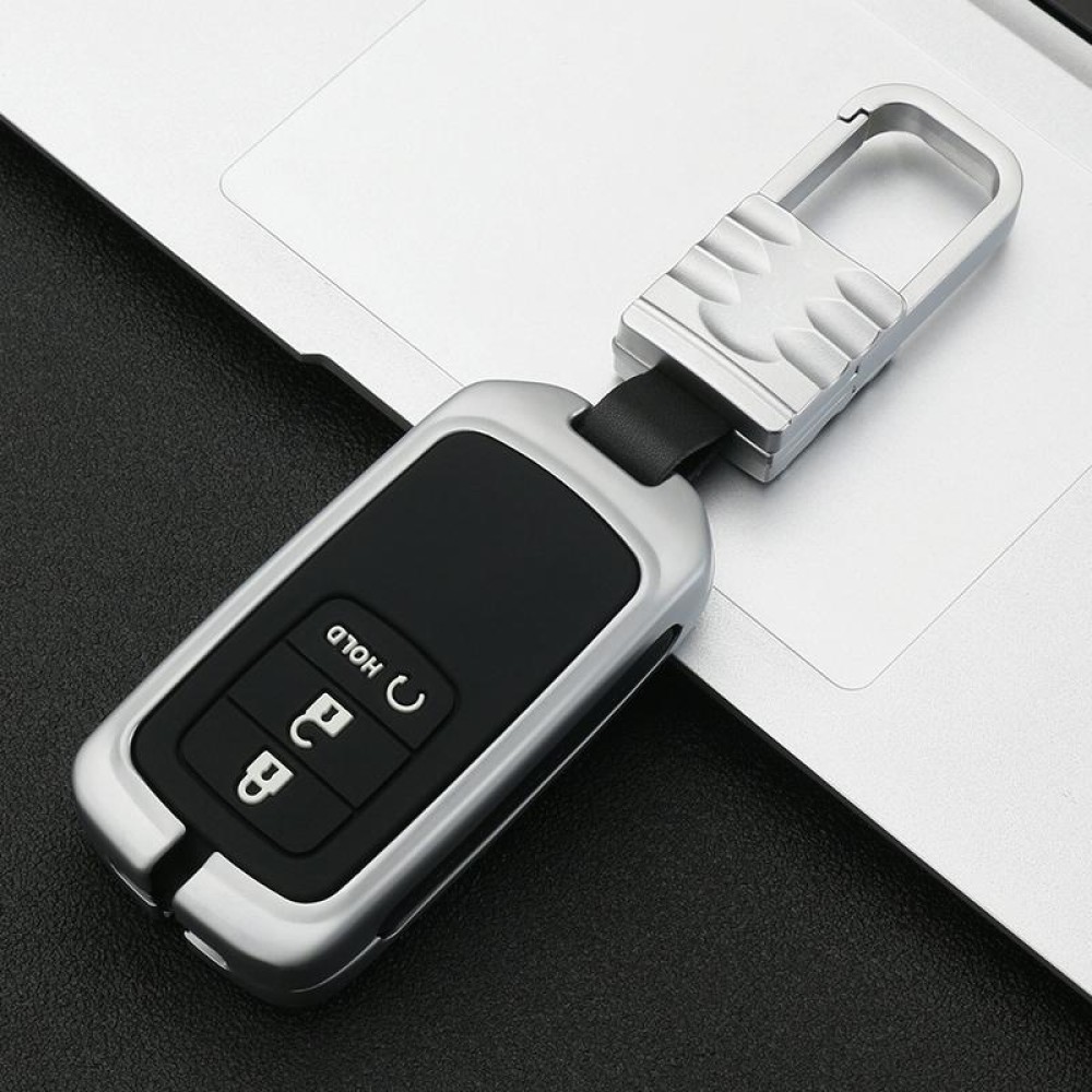 Car Luminous All-inclusive Zinc Alloy Key Protective Case Key Shell for Honda F Style Smart 3-button (Silver)