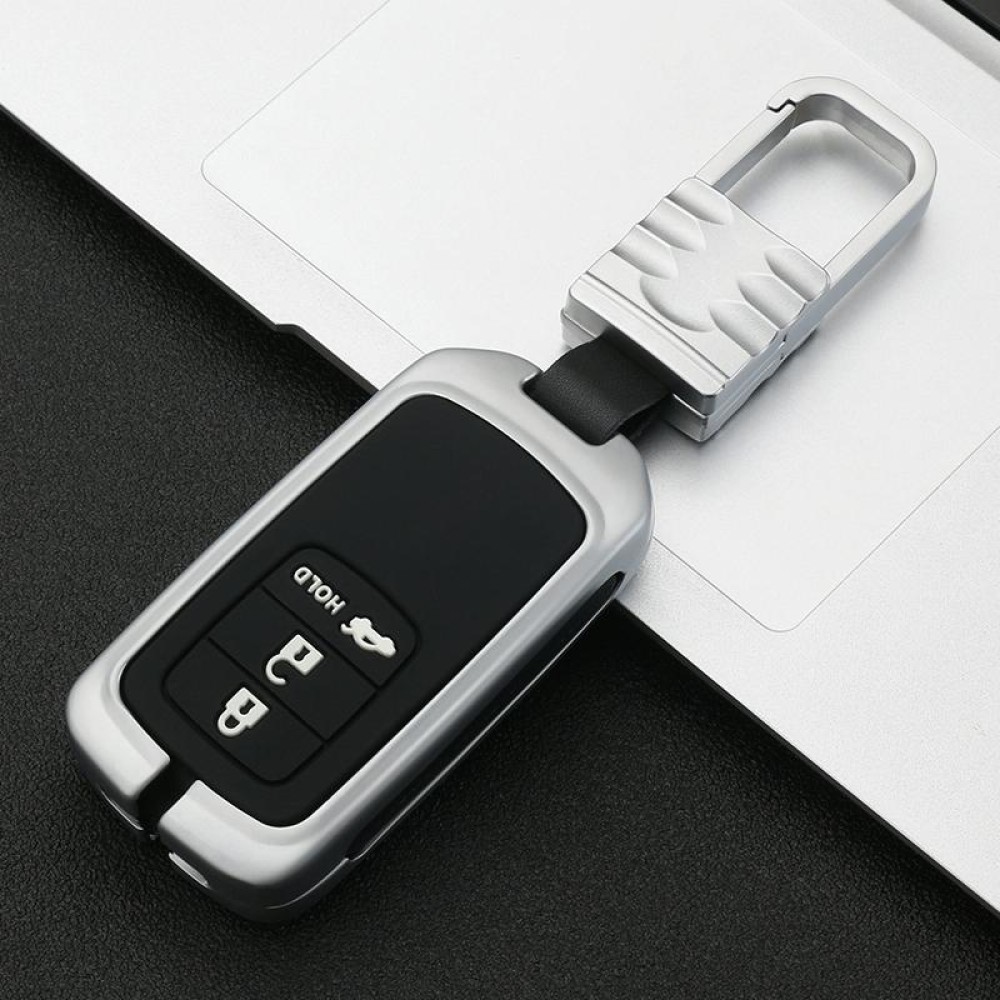 Car Luminous All-inclusive Zinc Alloy Key Protective Case Key Shell for Honda H Style Smart 3-button (Silver)