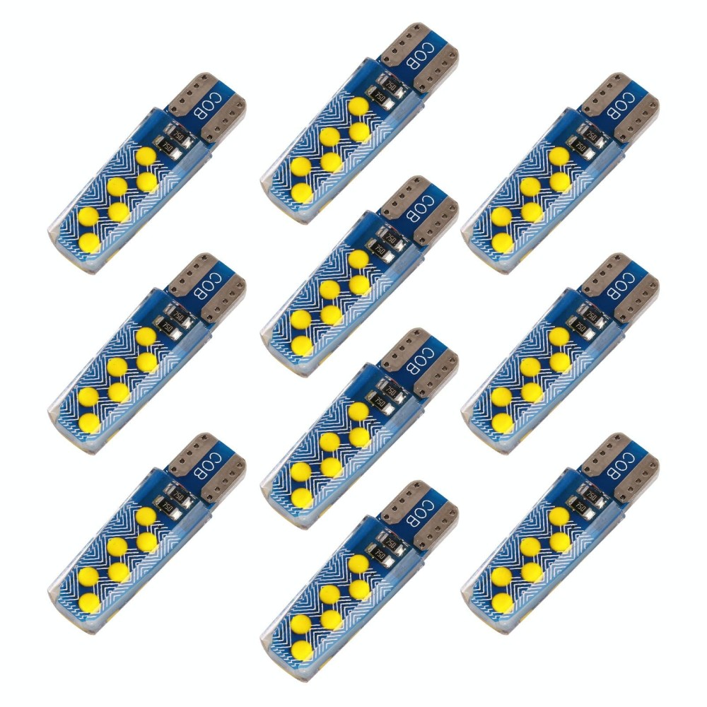 10 PCS T10 DC12V / 1.2W Car Clearance Light 12LEDs COB Lamp Beads (Yellow Light)