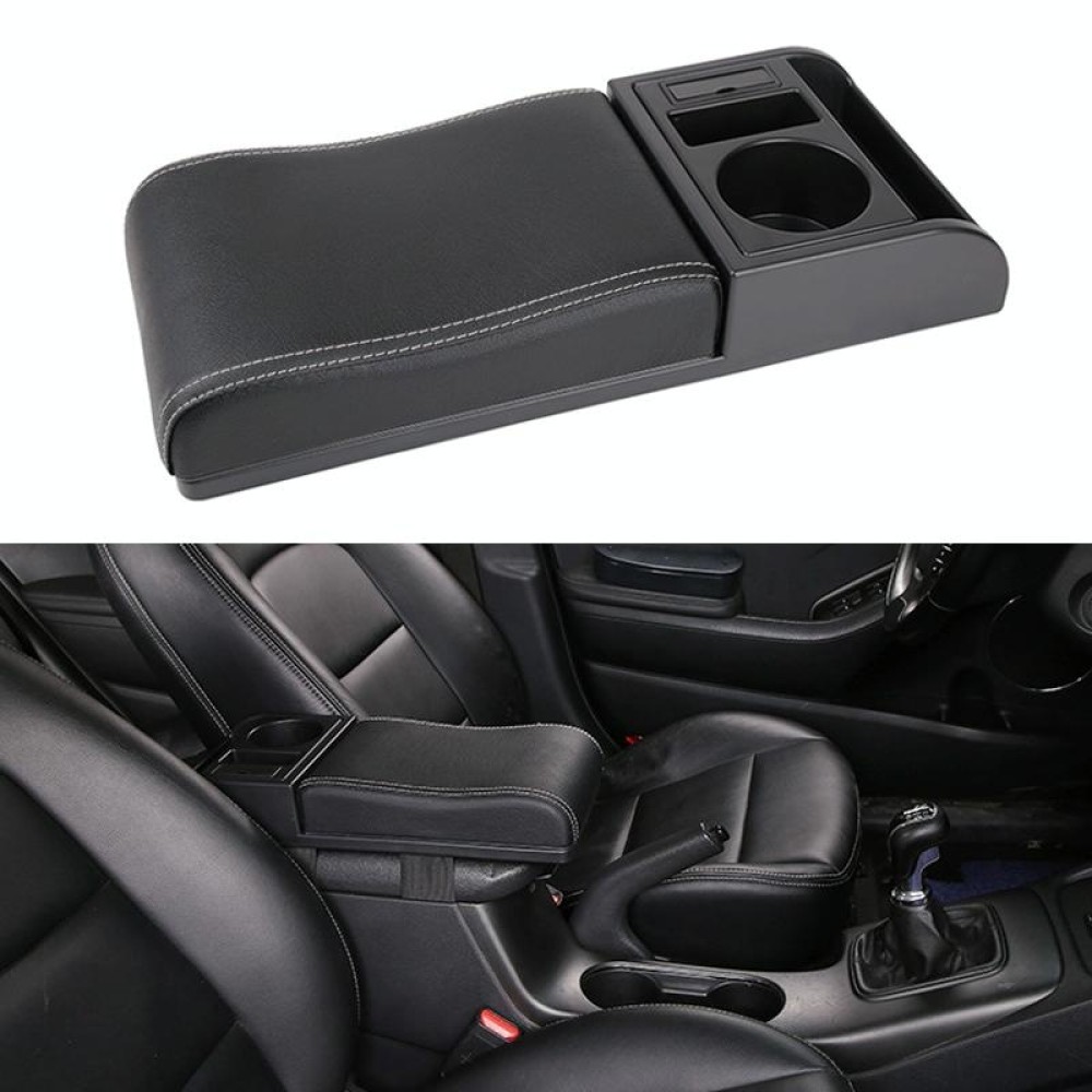 Car Multi-functional Dual USB Armrest Box Booster Pad, Microfiber Leather Curved Type (Black White)