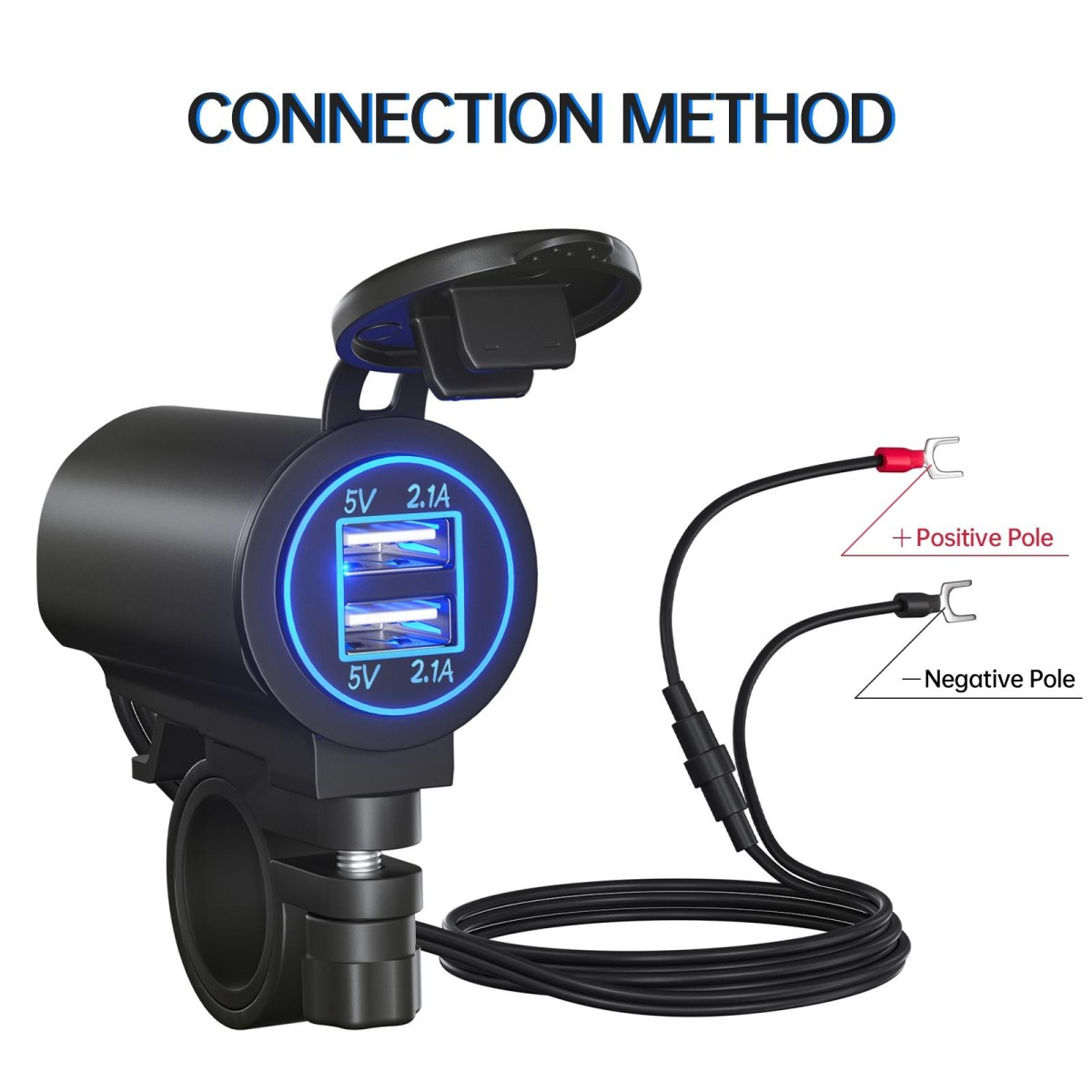 ZH-526I1 Car / Motorcycle 4.2A Dual USB Port Car Charger(Blue Light)