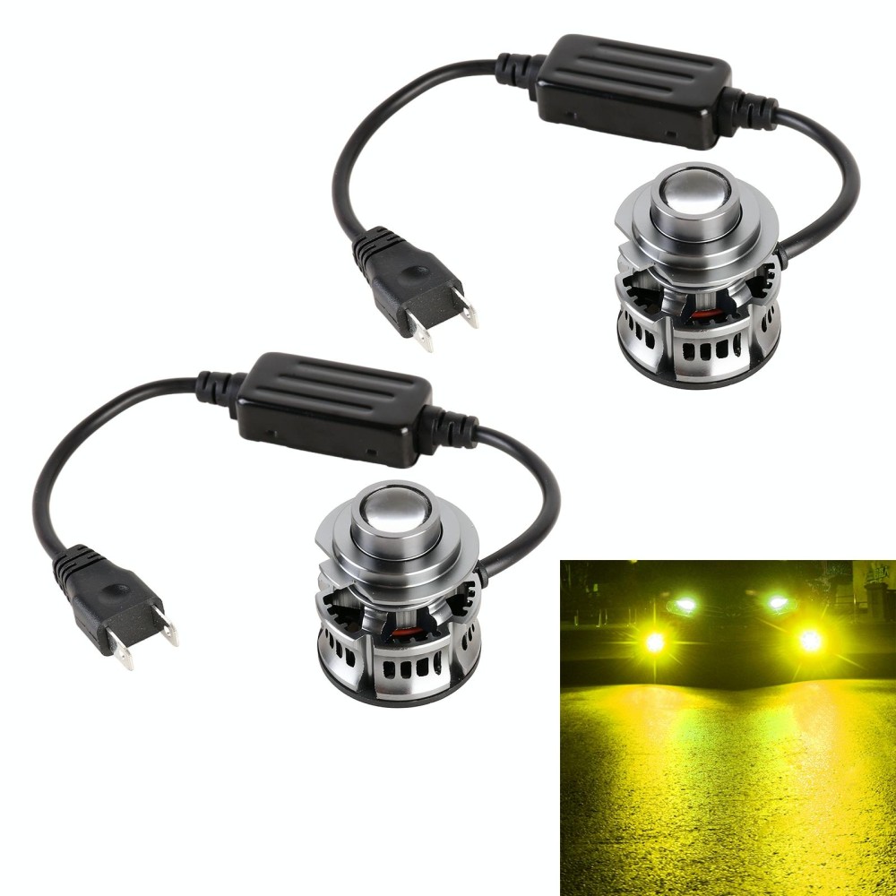 1 Pair H7 27W / DC12V Car Aluminum Alloy Flashing LED Headlight (Gold Light)