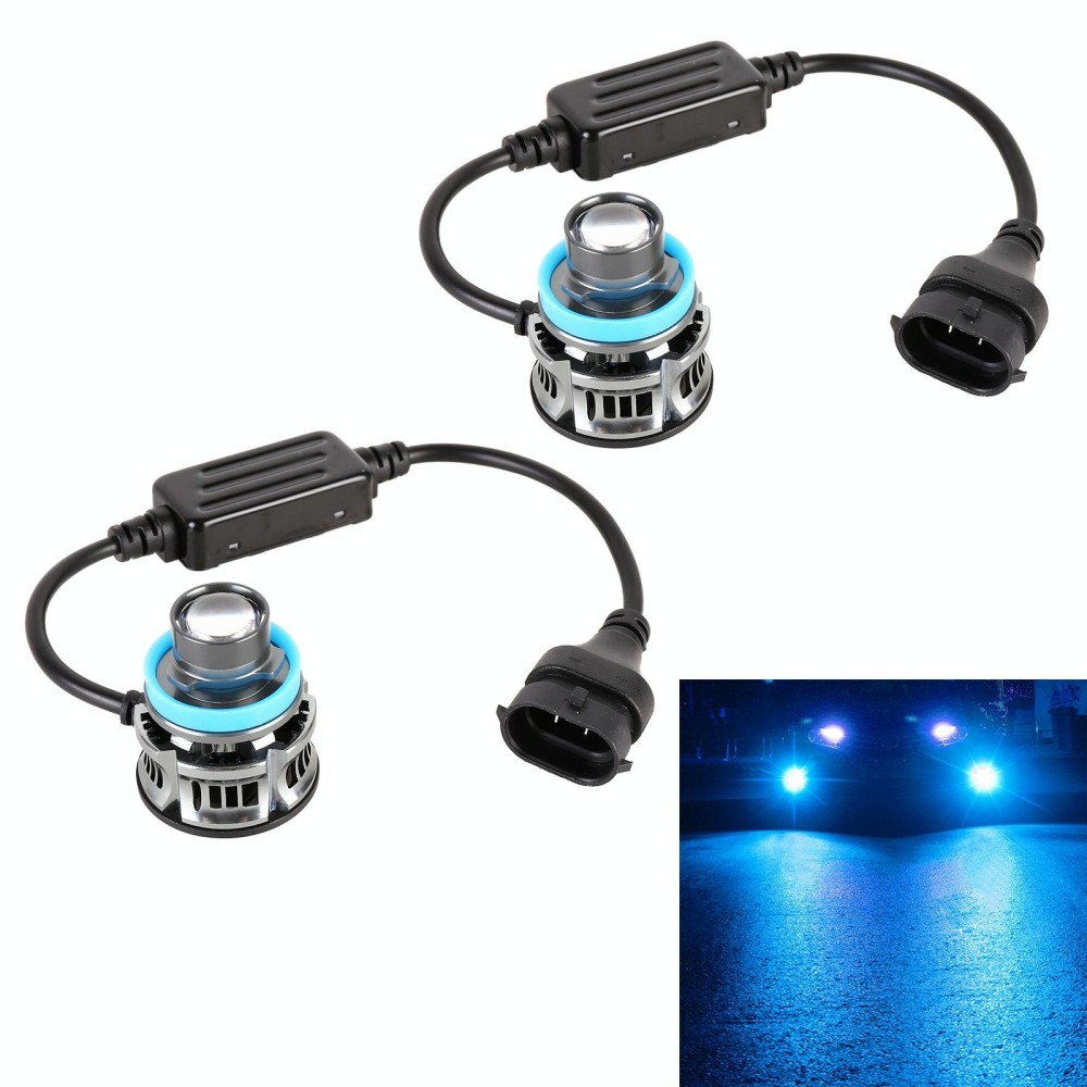 1 Pair H11 27W / DC12V Car Aluminum Alloy Flashing LED Headlight (Blue Light)