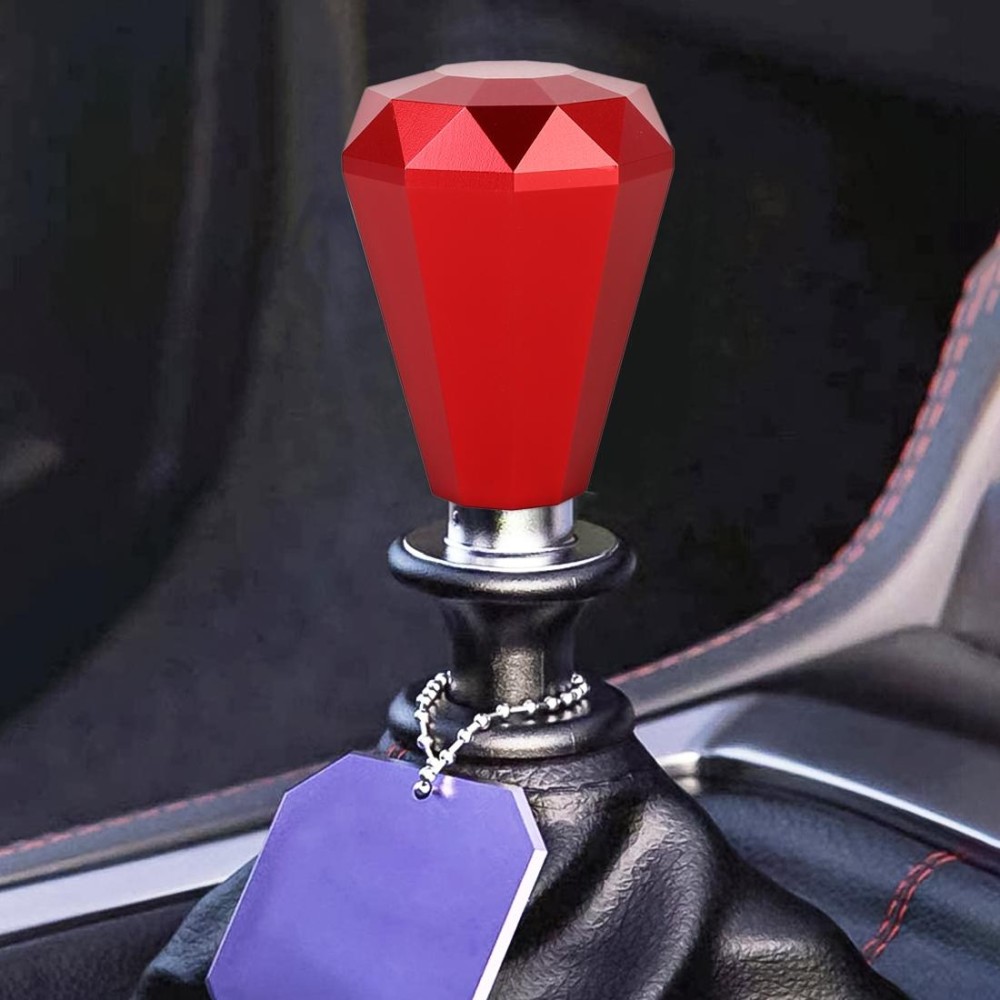 Universal Car Diamond Shape Metal Gear Shift Knob (Red)