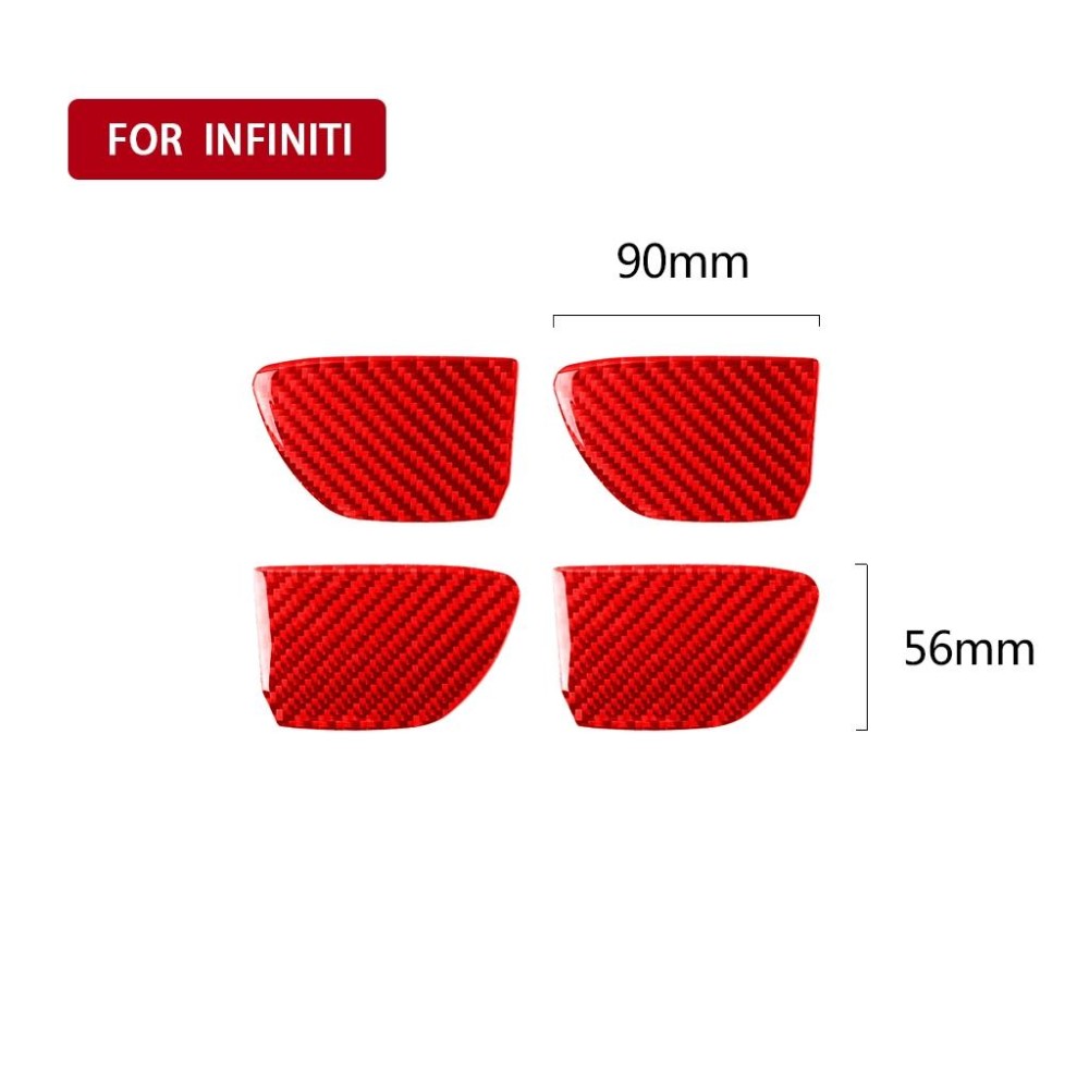 Car Carbon Fiber Inside Door Bowl Decorative Sticker for Infiniti Q50 2014-2020, Left and Right Drive(Red)