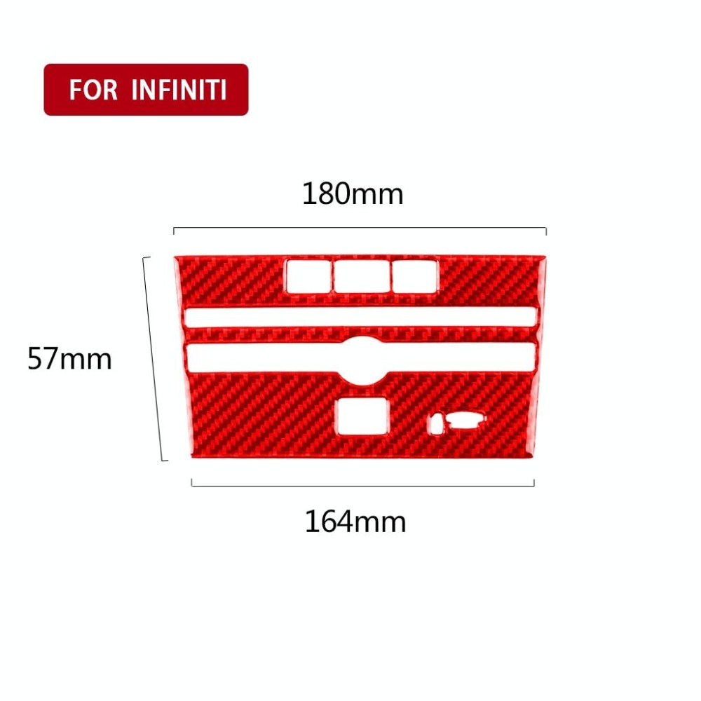 Car Carbon Fiber B Style CD Console Panel Decorative Sticker for Infiniti Q50 2014-2020, Right Drive(Red)