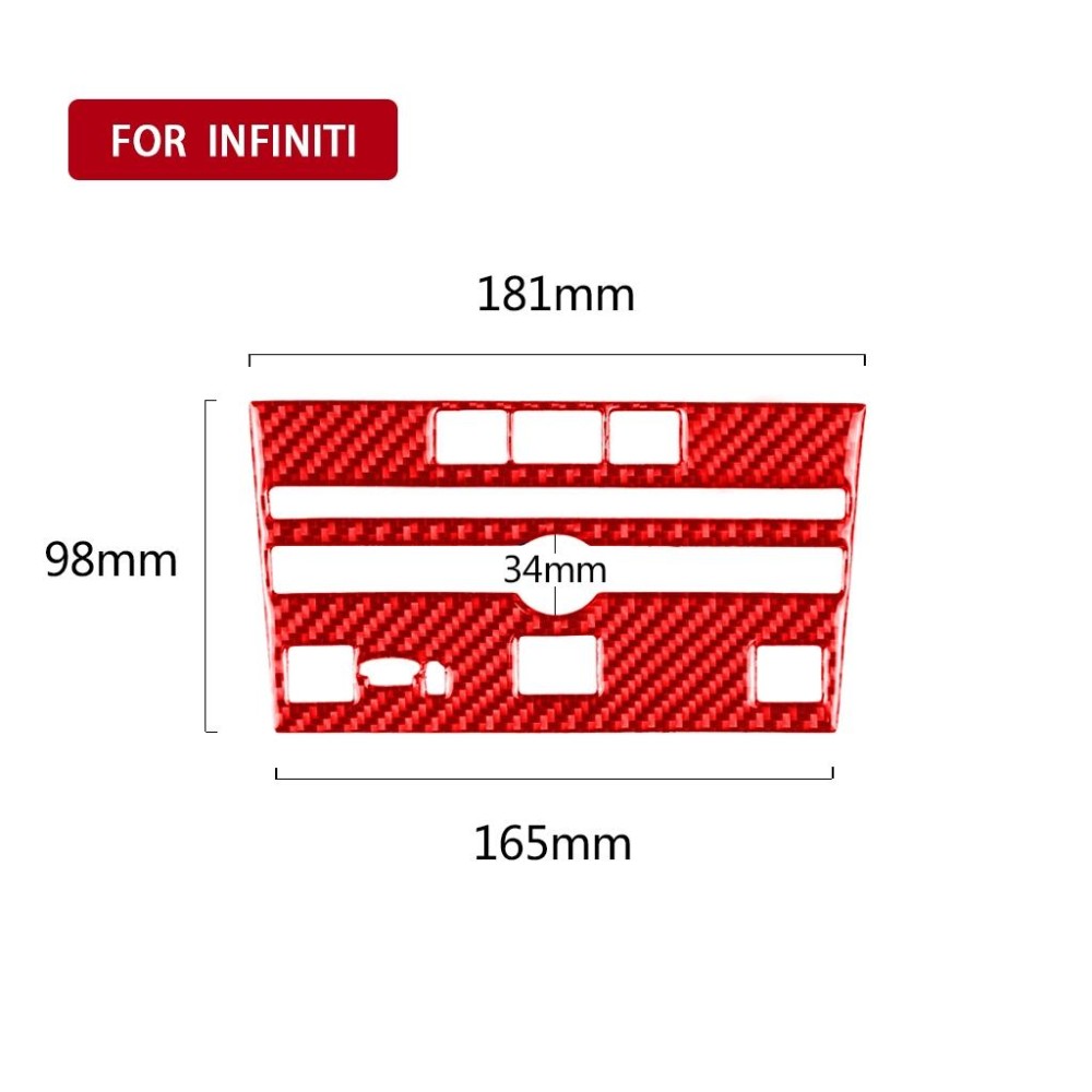 Car Carbon Fiber A Style CD Console Panel Decorative Sticker for Infiniti Q50 2014-2020, Left Drive(Red)