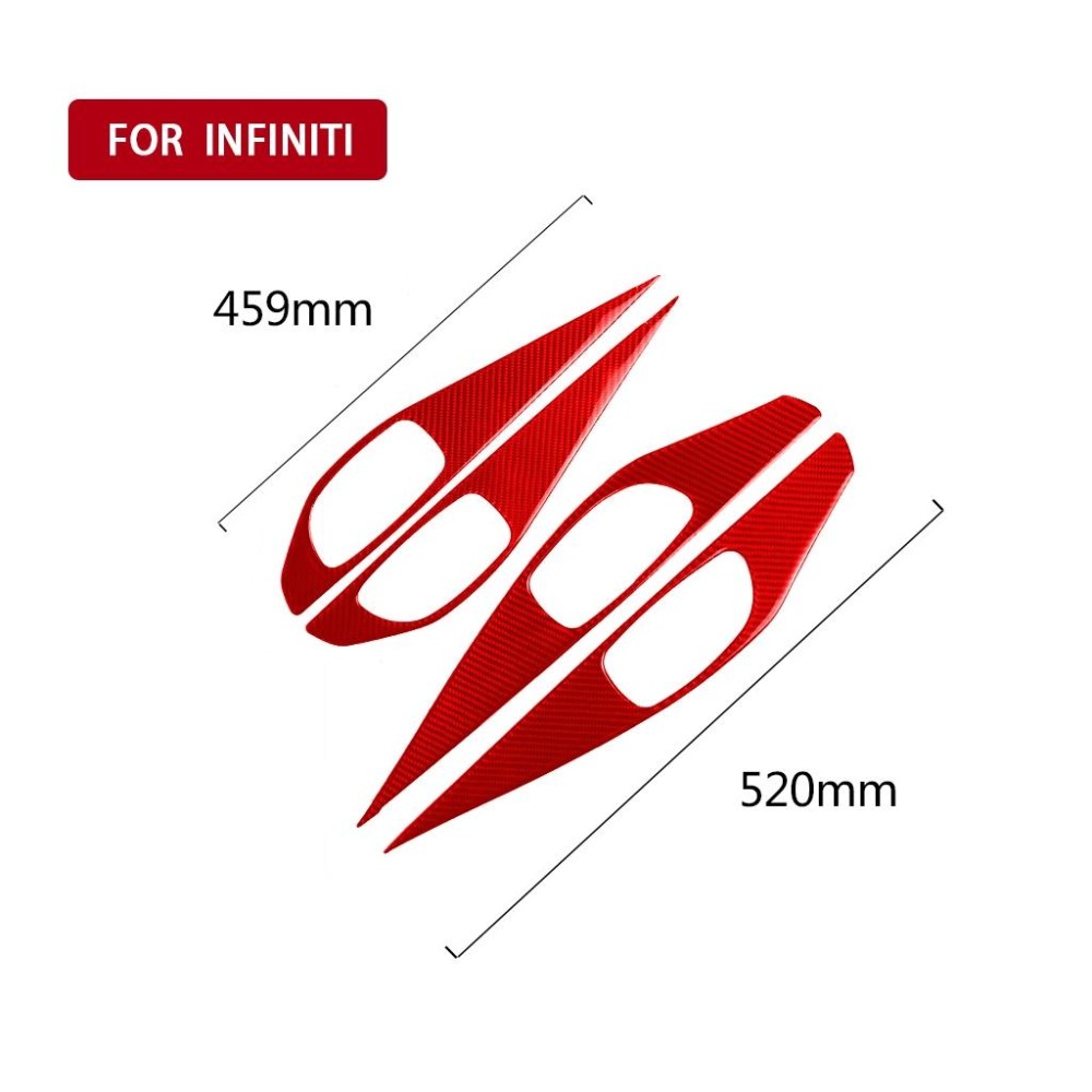 Car Carbon Fiber A Style Door Handle Panel Decorative Sticker for Infiniti Q50 2014-2020, Left and Right Drive(Red)