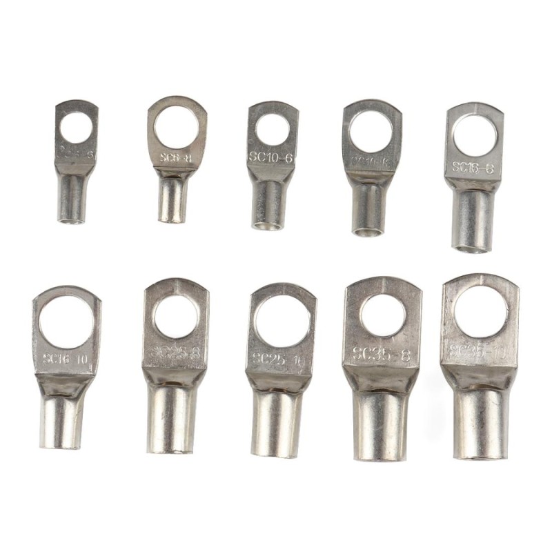 100 PCS Boat / Car Bolt Hole Tinned Copper Terminals Set Wire Terminals Connector Cable Lugs SC Terminals