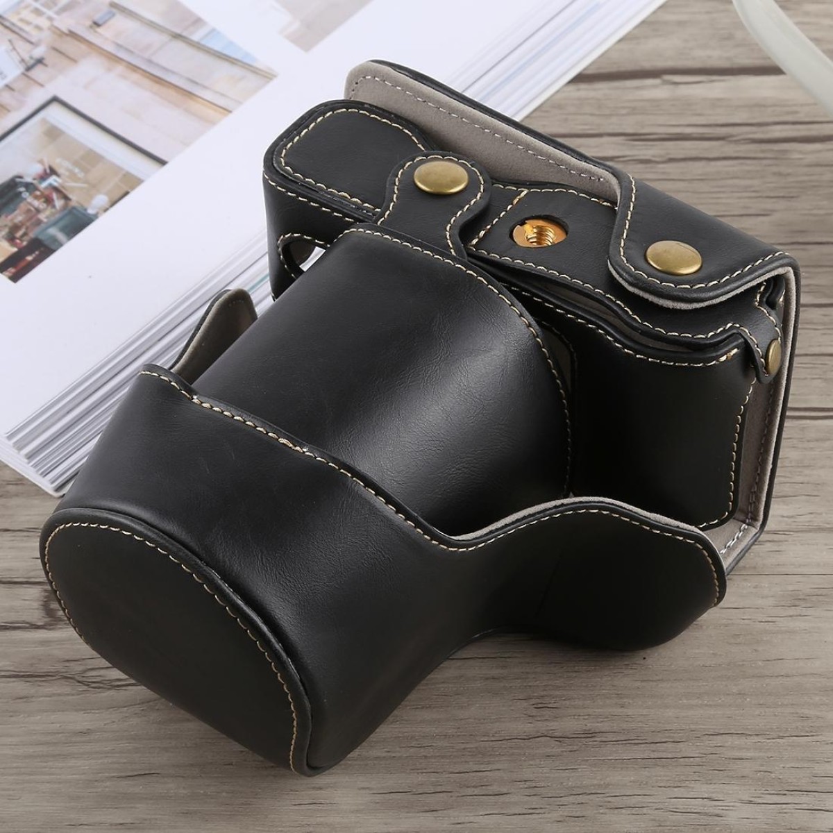 Full Body Camera PU Leather Case Bag with Strap for Fujifilm X-A5 (Black)