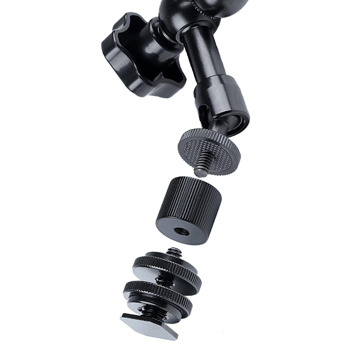 7 inch Adjustable Friction Articulating Magic Arm + Large Claws Clips with Phone Clamp (Black)