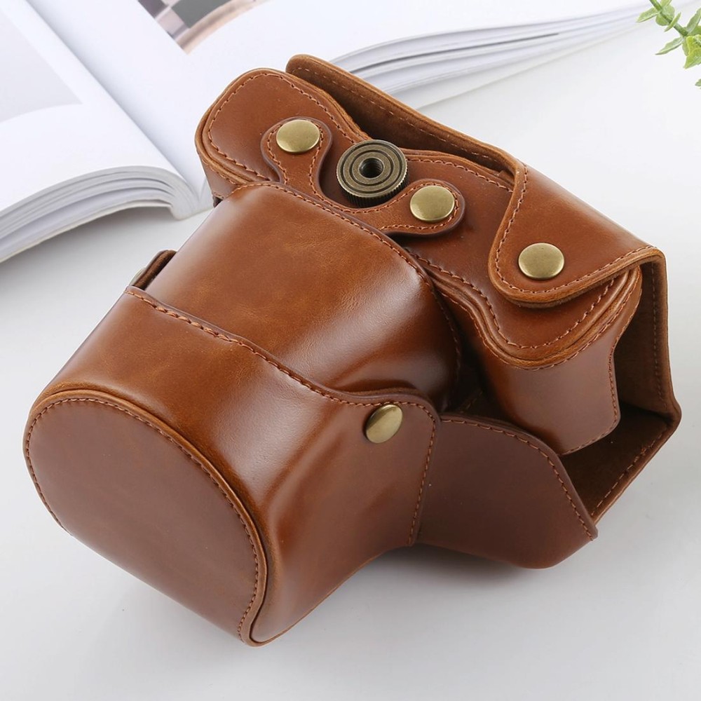 Full Body Camera PU Leather Case Bag with Strap for FUJIFILM X-T3(Brown)