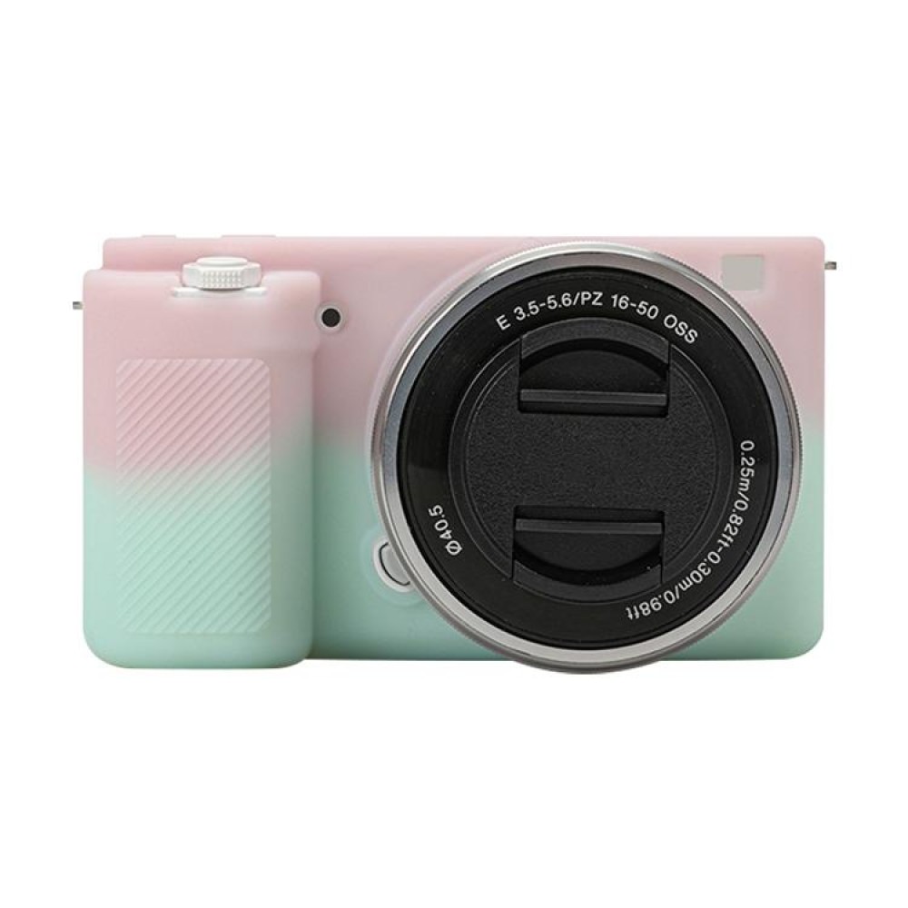 For Sony ZV-E10 Soft Silicone Protective Case (Pink Green)