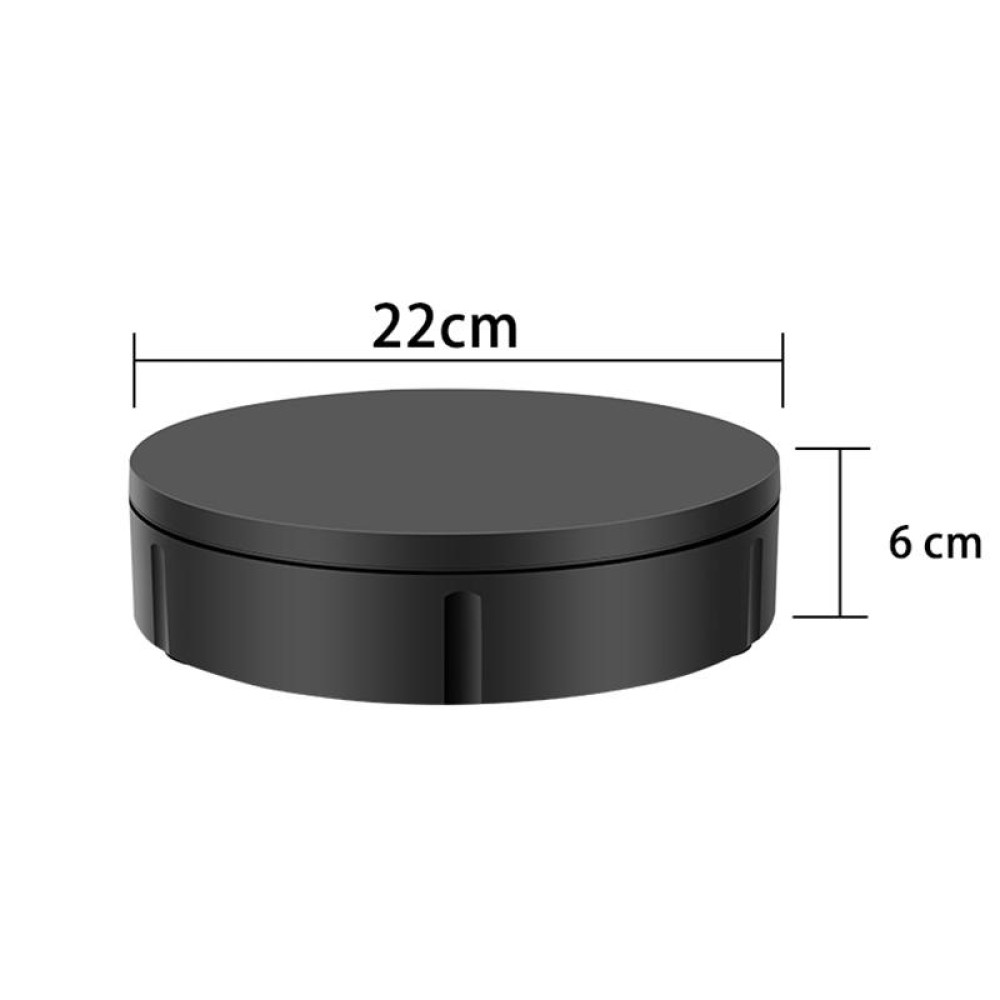 22cm USB Charging Rotating Display Stand Video Shooting Props Turntable, Load: 10kg, No Battery(Black)